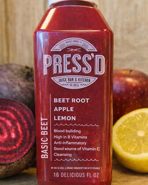 Meet your new go-to sip at PRESS'D Juice Bar & Kitchen: Basic Beet ❤️ Earthy beet root, crisp apple, and bright lemon come together in a simple house-pressed juice that delivers clean energy and natural refreshment. If you're into bold flavor with a fresh finish, Basic Beet is ready for your next stop. #PressedJuiceBar #BasicBeet #FreshPressed #JuiceLovers