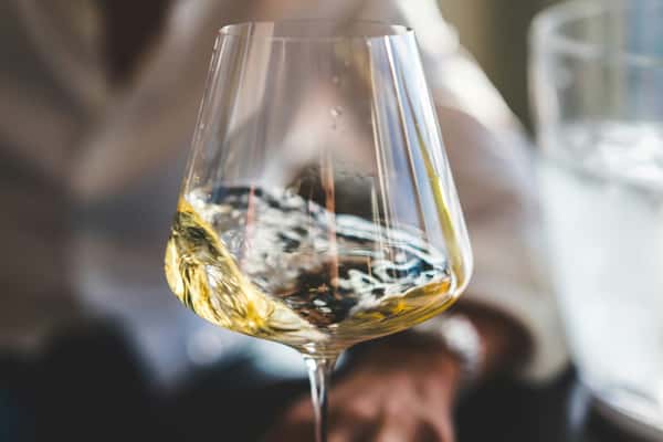 Wine glass with white wine