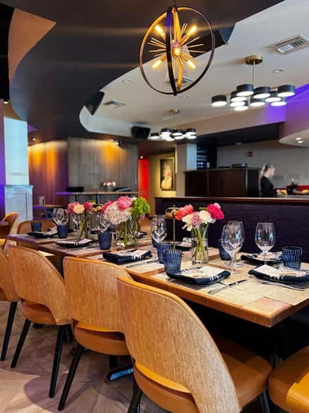 Dining area set up for a private event