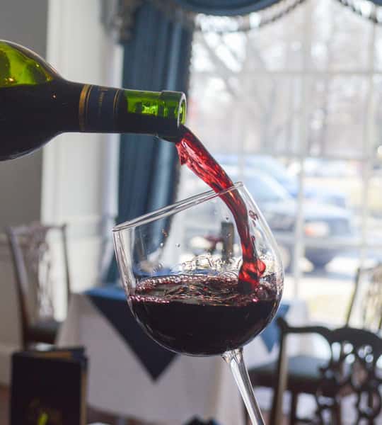 red wine pouring