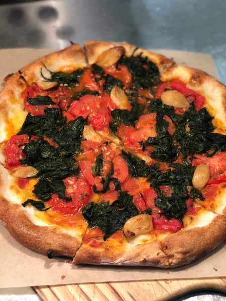 Spinach + Roasted Tomatoes Pizza