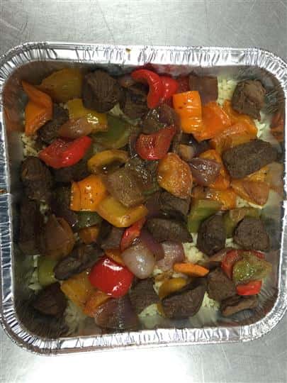 Sirloin beef tips anf rice