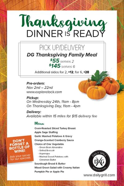 THANKSGIVING PICKUP / TO GO PACKAGES The Daily Grill Bar & Grill