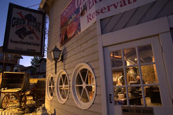restaurant exterior at night
