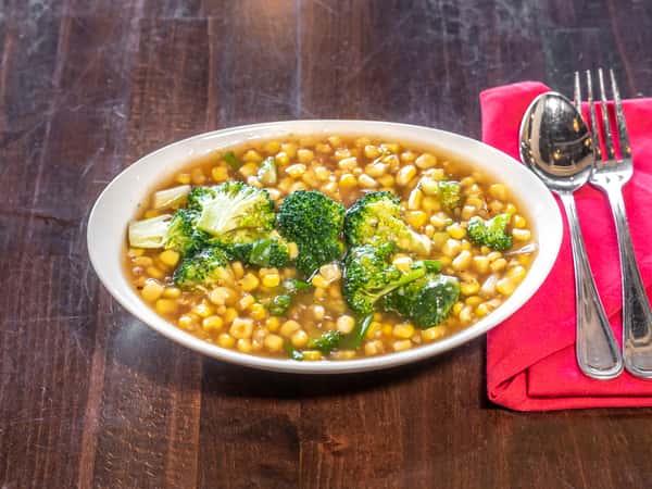 BROCCOLI & CORN IN MILD GARLIC SAUCE