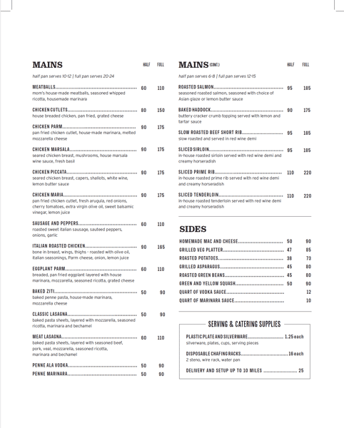 Catering Menu Page 2