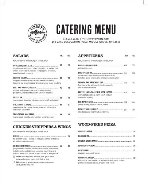 Catering Menu Page 1