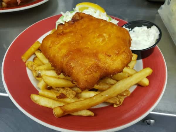 Sam Adams Beer Battered Fish & Chips Lunch Atlantic Grille Bar