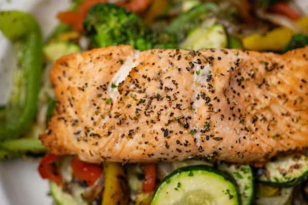 salmon with vegetables