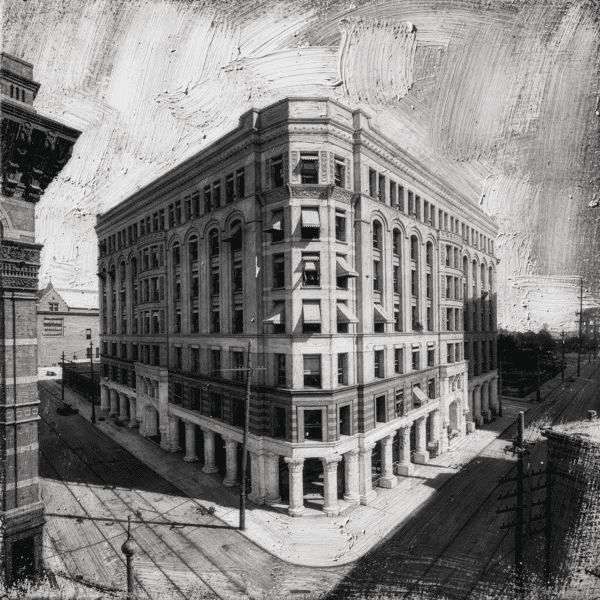 The first flat iron building built in Atlanta, Georgia old 1920s Atlanta
