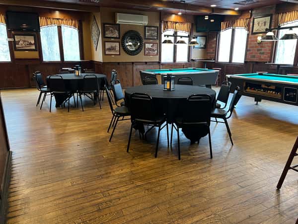 Tables laid out in dining area