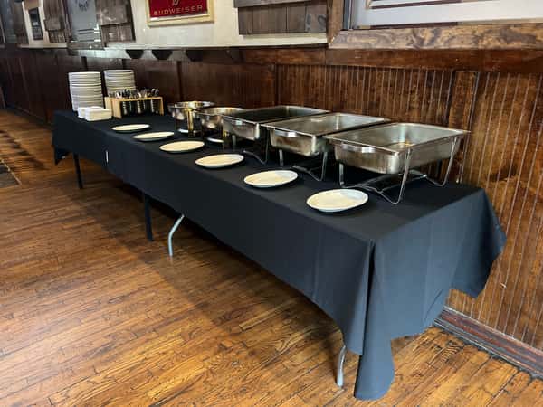 Interior dining area with catering tables set up
