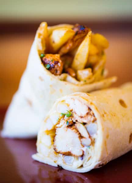 Chicken Shawarma Wrap. (Potatoes, Garlic Sauce, & Parsley)