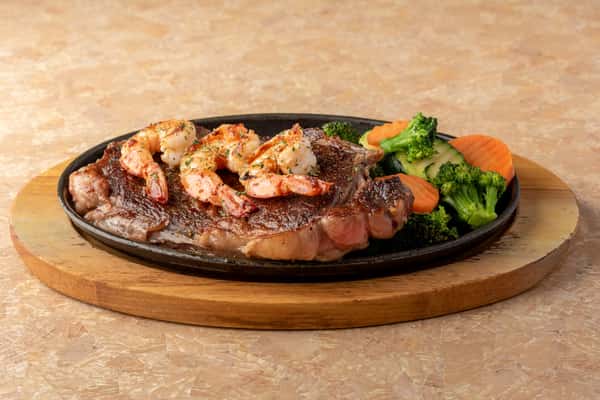 Grilled Ribeye With 3 Jumbo Shrimp