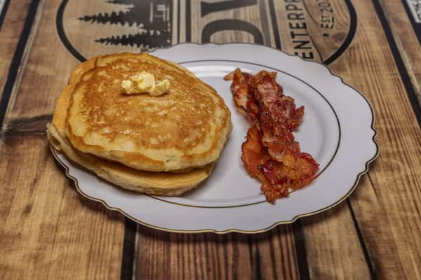 2 Pancakes with Choice of Bacon or Sausage Patty