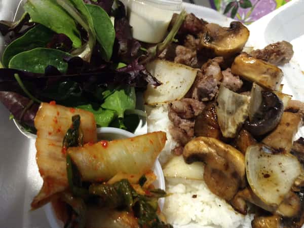Ribeye Steak with Onions & Mushroom/Kim Chee