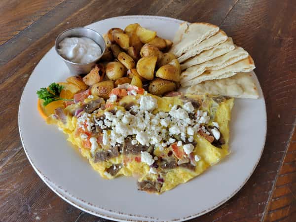 Greek Omelet Breakfast Perky Beans Coffee & PB Café Coffee Shop