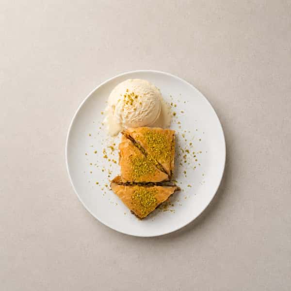 Baklava with ice cream