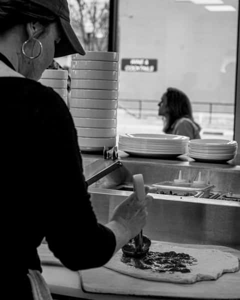 Restaurant worker working at work with working cloth at working hours