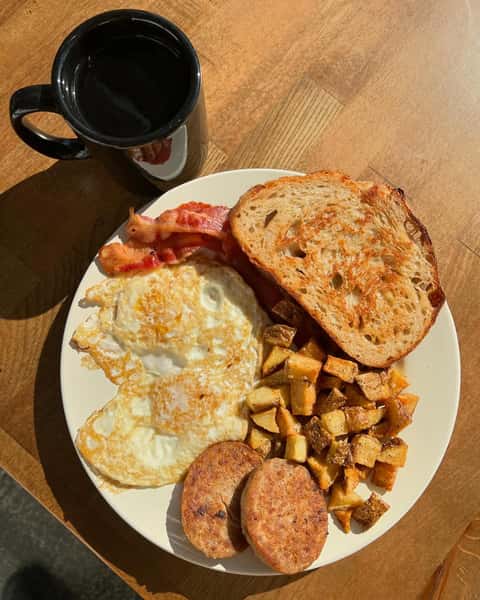 Breakfast dish on a white plate