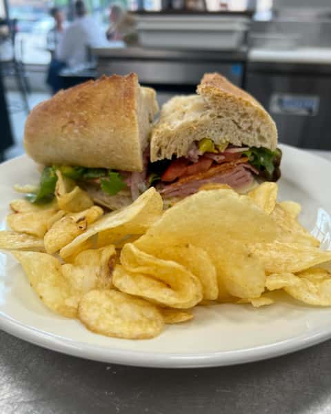 Club Sandwich with potato chips
