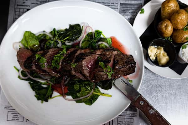 sliced steak cooked medium rare