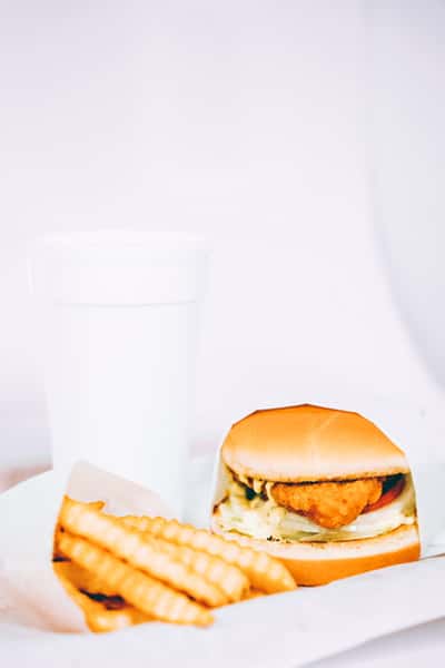 Chicken sandwich and fries