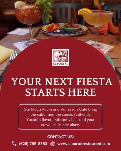 Hosting a private event? El Portal has the perfect spaces for your celebrations! From the Maya Room to Vanessa's Café, we provide authentic Yucatán flavors to make your event unforgettable. 

Call us or visit us online to book your next gathering! 📞 (626) 795-8553