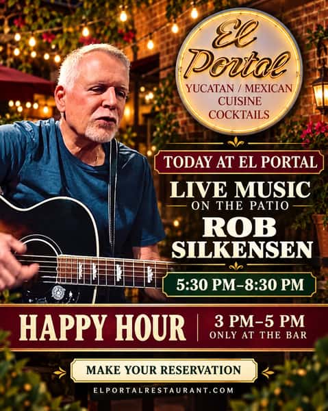 Sunday at El Portal! 🎶🍹

Enjoy Happy Hour from 3–5 PM, only at the bar, followed by Rob Silkensen live on our patio from 5:30–8:30 PM.

Make your reservation at elportalrestaurant.com.

#ElPortalPasadena #LiveMusic #HappyHourPasadena #PasadenaDining #SundayFunday