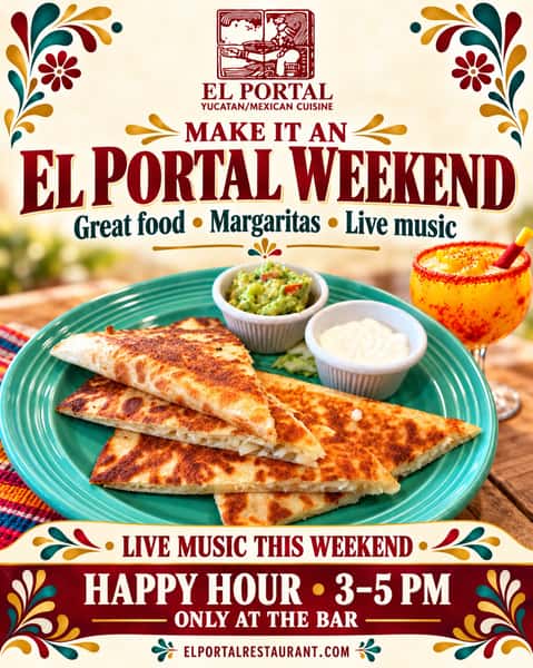 A little Thursday lunch, a margarita, and weekend plans at El Portal! 🍹🎶

Join us for great food and Happy Hour from 3–5 p.m., only at the bar—and make plans to come back this weekend for live music!

Bring your friends. We’ll take care of the food! ❤️

#ElPortalPasadena #PasadenaEats #HappyHour #LiveMusic #PlayhouseVillage