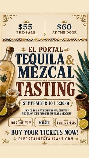 A look back at last year’s tasting… and we’re doing it again! 🍹

Join us Thursday, September 10 at 5:30 PM for El Portal’s Tequila & Mezcal Tasting. Enjoy 25+ brands, hors d’oeuvres, music, raffles and prizes!

🎟️ $55 presale | $60 at the door
Get your tickets at elportalrestaurant.com

#ElPortalPasadena #TequilaTasting #MezcalTasting #PasadenaEvents #TasteAndCelebrate @mr_pasadena @thefoodiefilmmaker