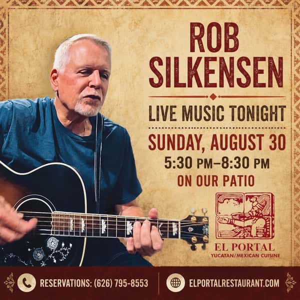 Live music tonight at El Portal! 🎶

Join us on the patio as Rob Silkensen performs from 5:30–8:30 PM. Enjoy dinner, refreshing drinks, and a relaxing Sunday evening!

Reservations: (626) 795-8553

#ElPortalPasadena #RobSilkensen #LiveMusic #PasadenaEats #PatioDining