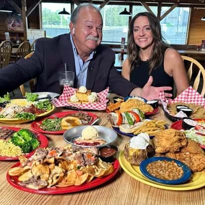 guest with food in front of them