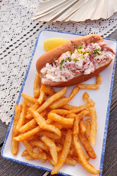 lobster roll and fries