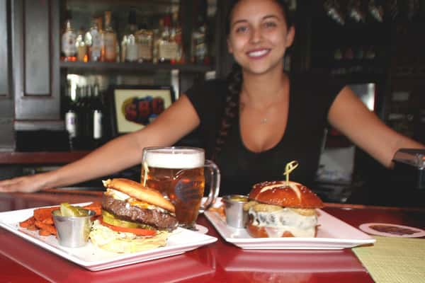 server and burger meals