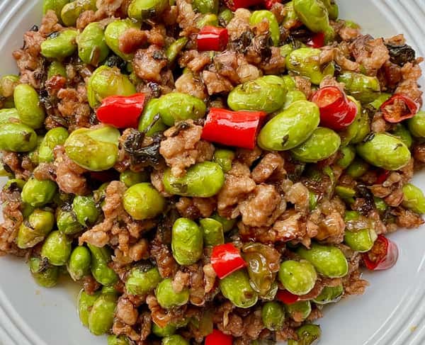 毛豆炒肉 Peas with Spicy Pork