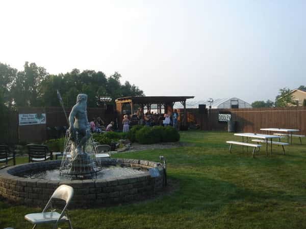 Water fountain with people in the background