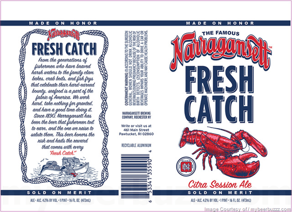 Narragansett Beer, Fresh Catch Citra Session Ale, Narragansett, RI 4.2%