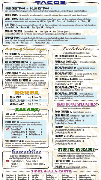 tacos,chimichangas,soups
