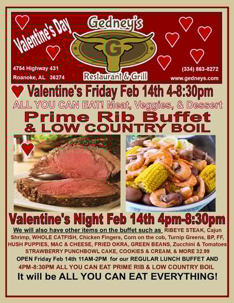 Prime Rib Buffet Valentine's