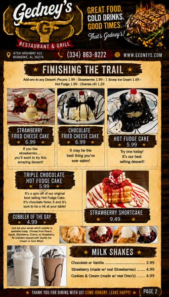 Dessert Menu