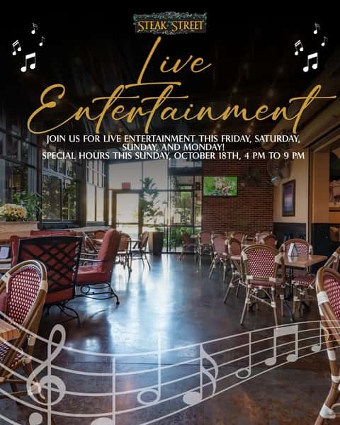 Your weekend plans just got better š¶āØ Live entertainment Friday through Monday, and yes, we'll be open this Sunday, October 18th, from 4 PM to 9 PM for Furniture Market. Reserve your table now and make it an evening to remember!
#steakstreet #hpmkt #highpoint #hpmarket