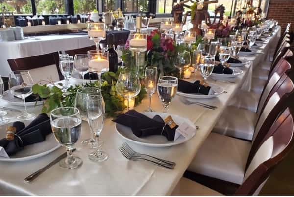 Table set for banquet in bistro area