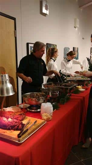 buffet station line with customers