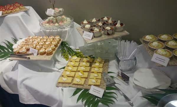 catering display of various desserts