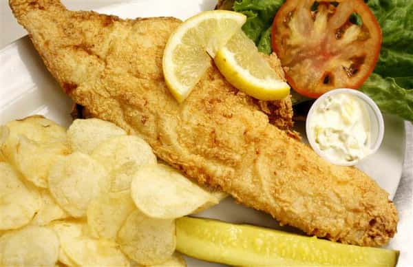 fish and chips on a plate