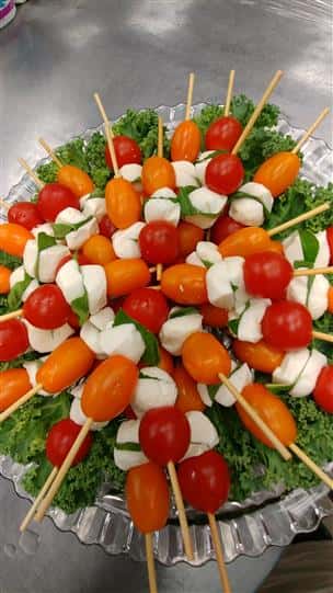 tomatoes, cheese on a stick