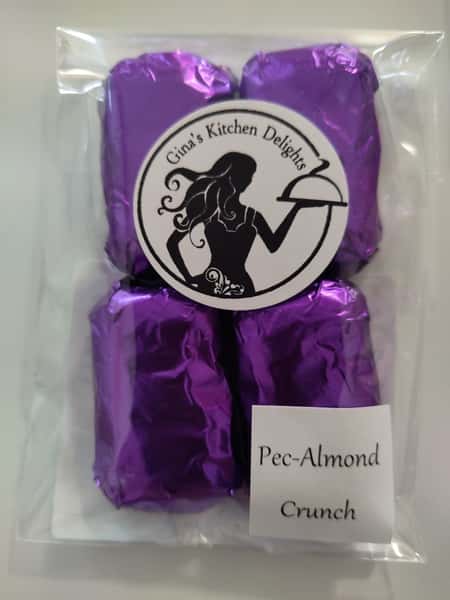 close up of packaged product in purple wrappers