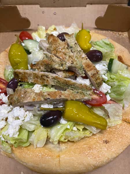 Salad on a pizza crust