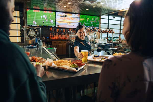 Bar top with employee